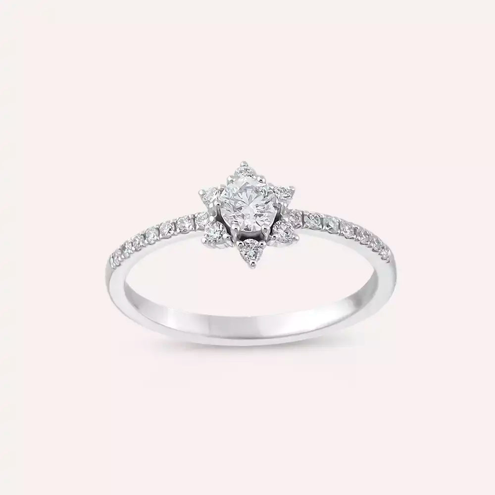 Esther 0.40 CT Pırlanta Taşlı Beyaz Altın Yüzük