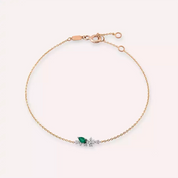 0.41 CT Zümrüt ve Pırlanta Taşlı Rose Altın Bileklik