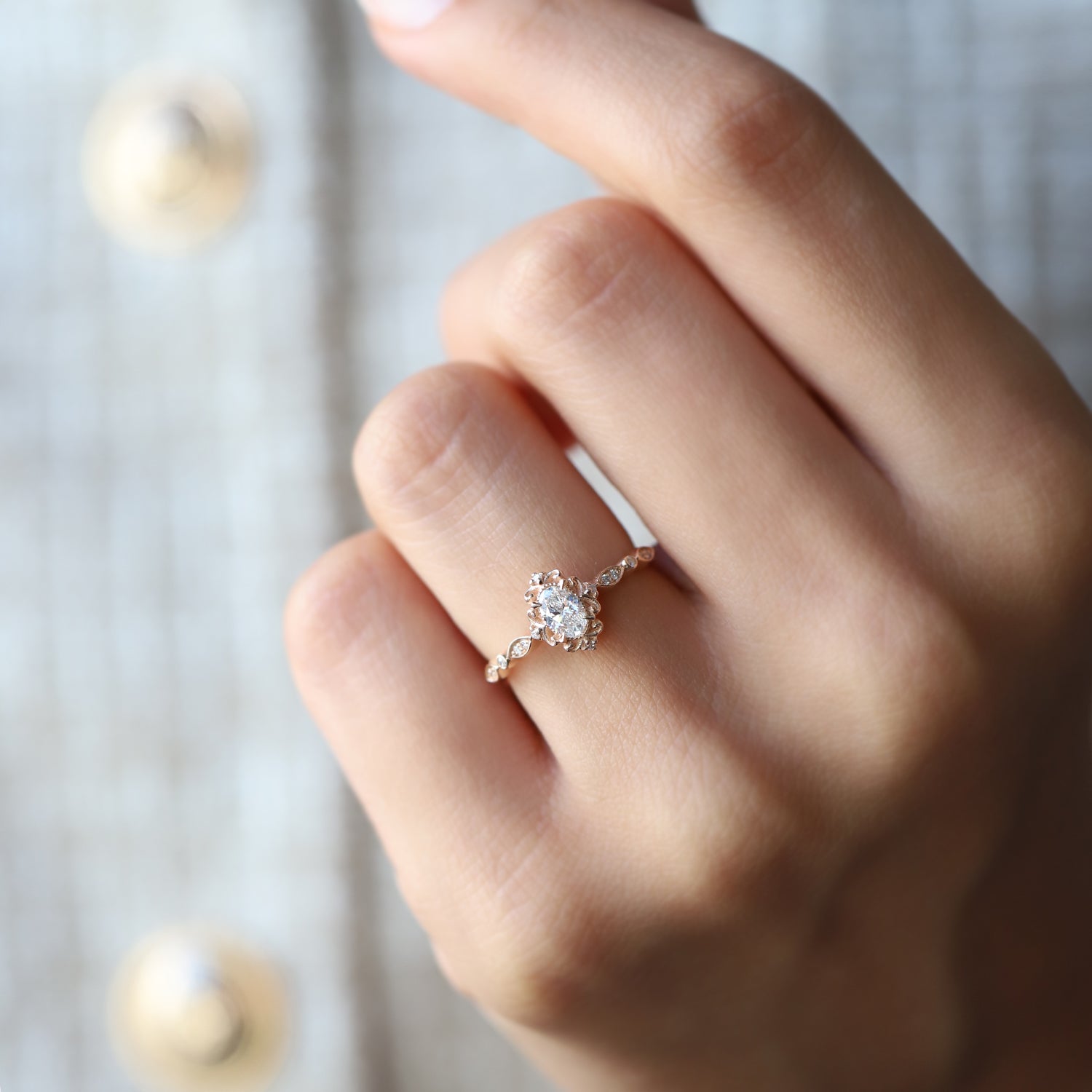 0.42 CT E SI2 GIA Sertifikalı Vintage Emma Pırlanta Yüzük