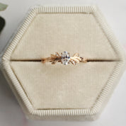 0.42 CT F VS2 GIA Sertifikalı Vintage Dal Pırlanta Yüzük