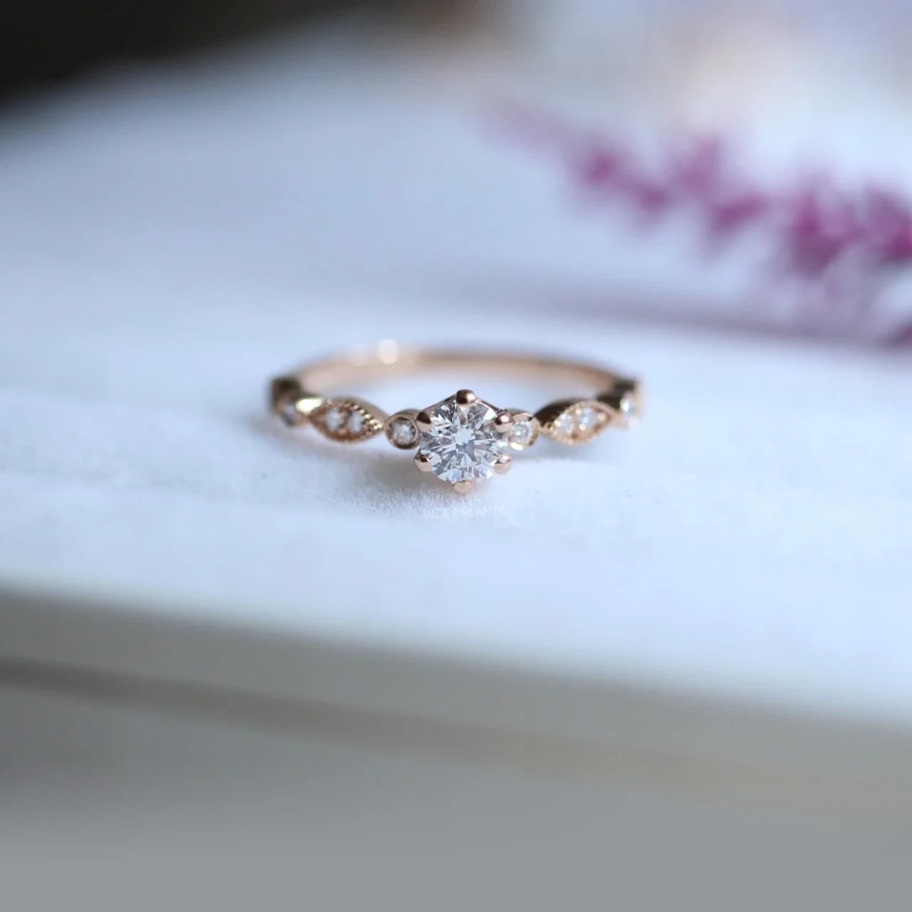 0.42 CT Vintage Tasarım Pırlanta Tektaş Yüzük