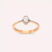 Elsa 0.42 CT Markiz Kesim Pırlanta Taşlı Rose Altın Yüzük
