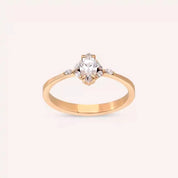 0.42 CT Markiz Kesim Pırlanta Taşlı Rose Altın Yüzük