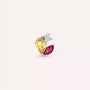 0.42 CT Multicolor Safir ve Yakut Taşlı Beyaz Altın Piercing