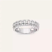 0.42 CT Pırlanta Taşlı Beyaz Altın Zincir Yüzük