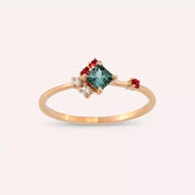 Zena 0.42 CT Pırlanta ve Multicolor Safir Taşlı Rose Altın Yüzük