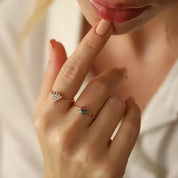 Zena 0.42 CT Pırlanta ve Multicolor Safir Taşlı Rose Altın Yüzük