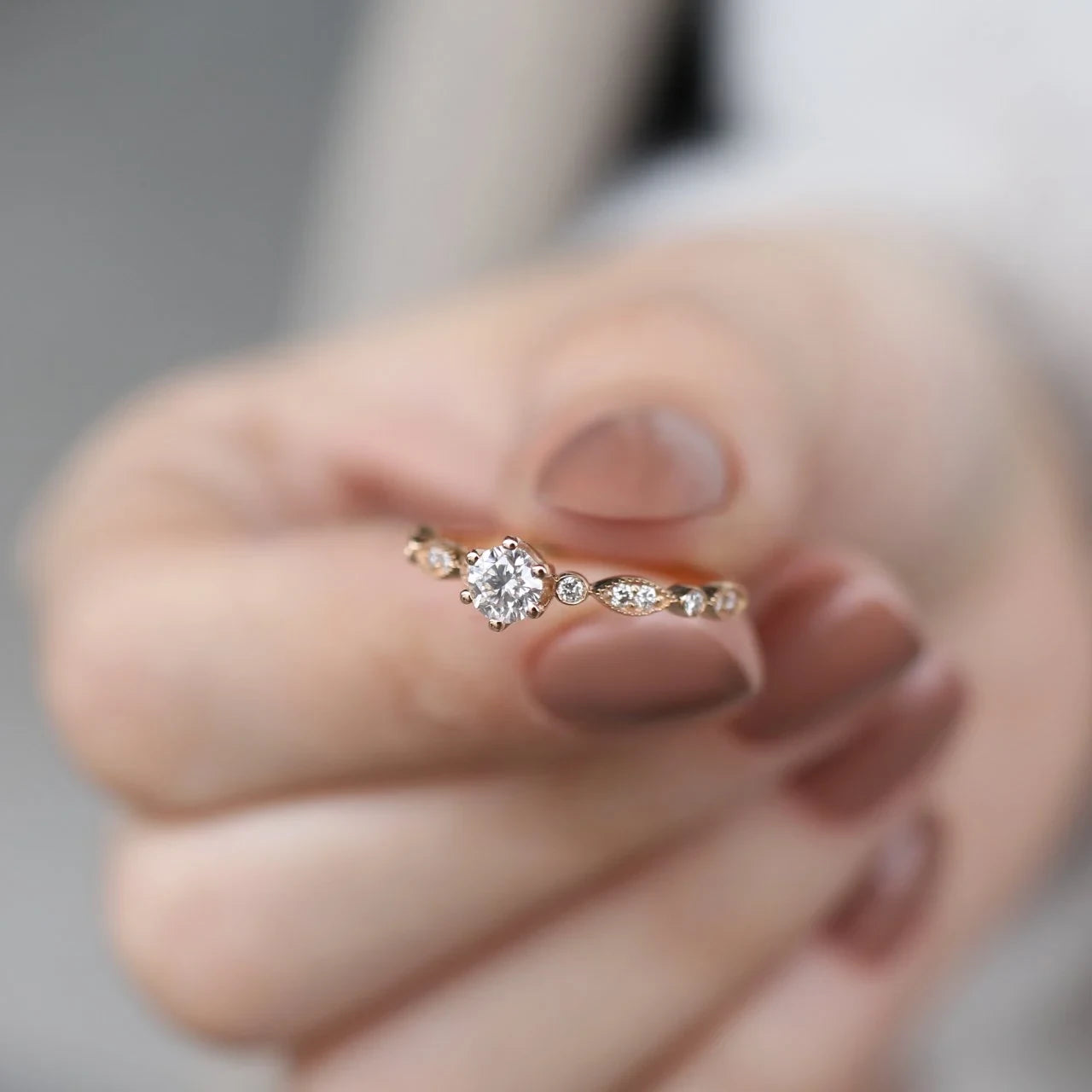 0.42 CT Vintage Tasarım Pırlanta Tektaş Yüzük