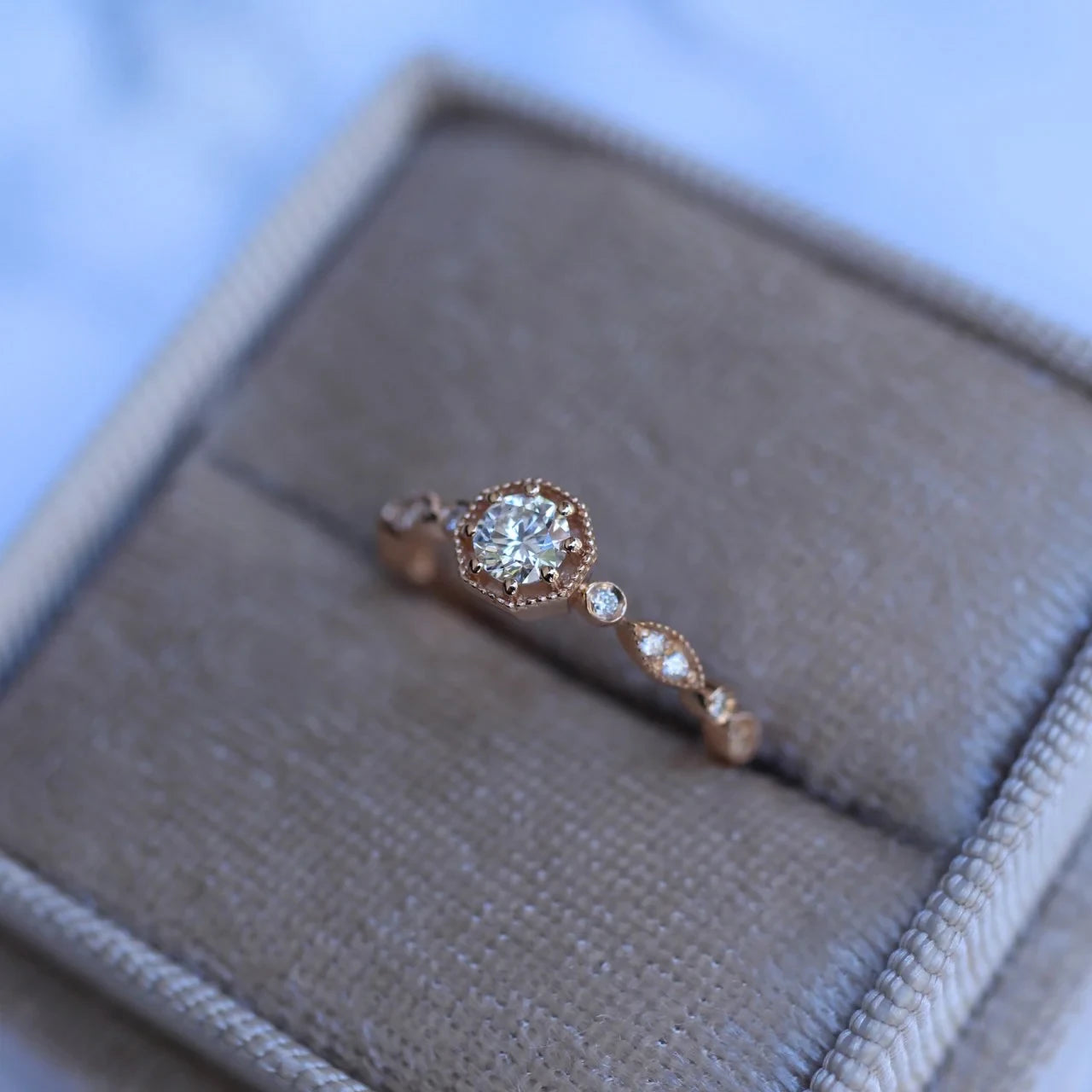 0.42 Karat Vintage Sekizgen Pırlanta Yüzük