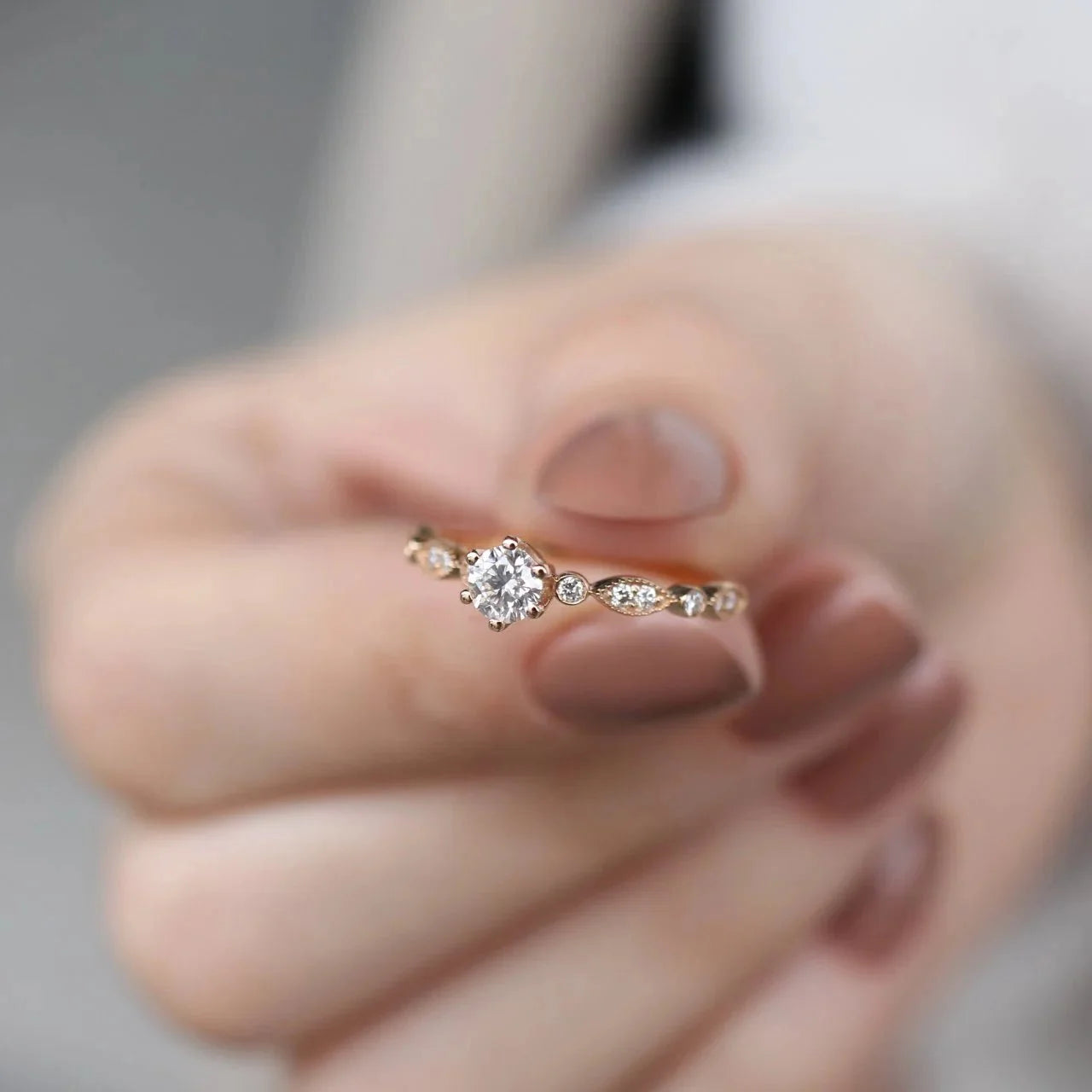 0.42 Karat Vintage Tasarım Pırlanta Tektaş Yüzük
