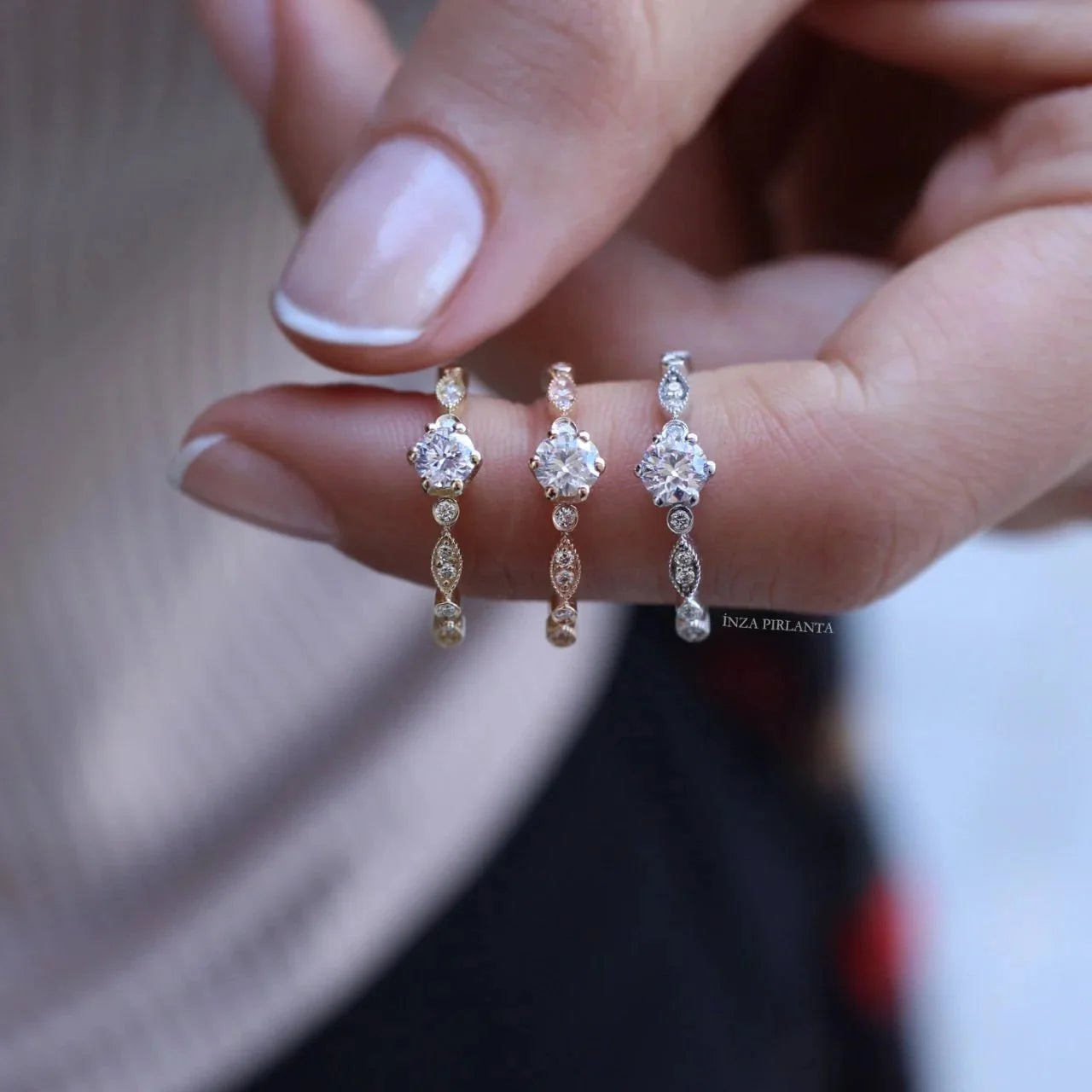 0.42 Karat Vintage Tasarım Tektaş Pırlanta Yüzük