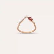0.43 CT Dark Red Safir ve Pırlanta Taşlı Rose Altın Yüzük