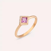 Kyra 0.44 CT Pink Safir ve Pırlanta Taşlı Rose Altın Yüzük
