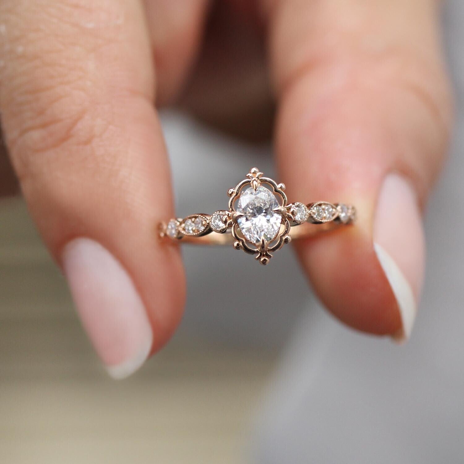 0.45 CT F SI2 HRD Sertifikalı Vintage Aria Pırlanta Yüzük