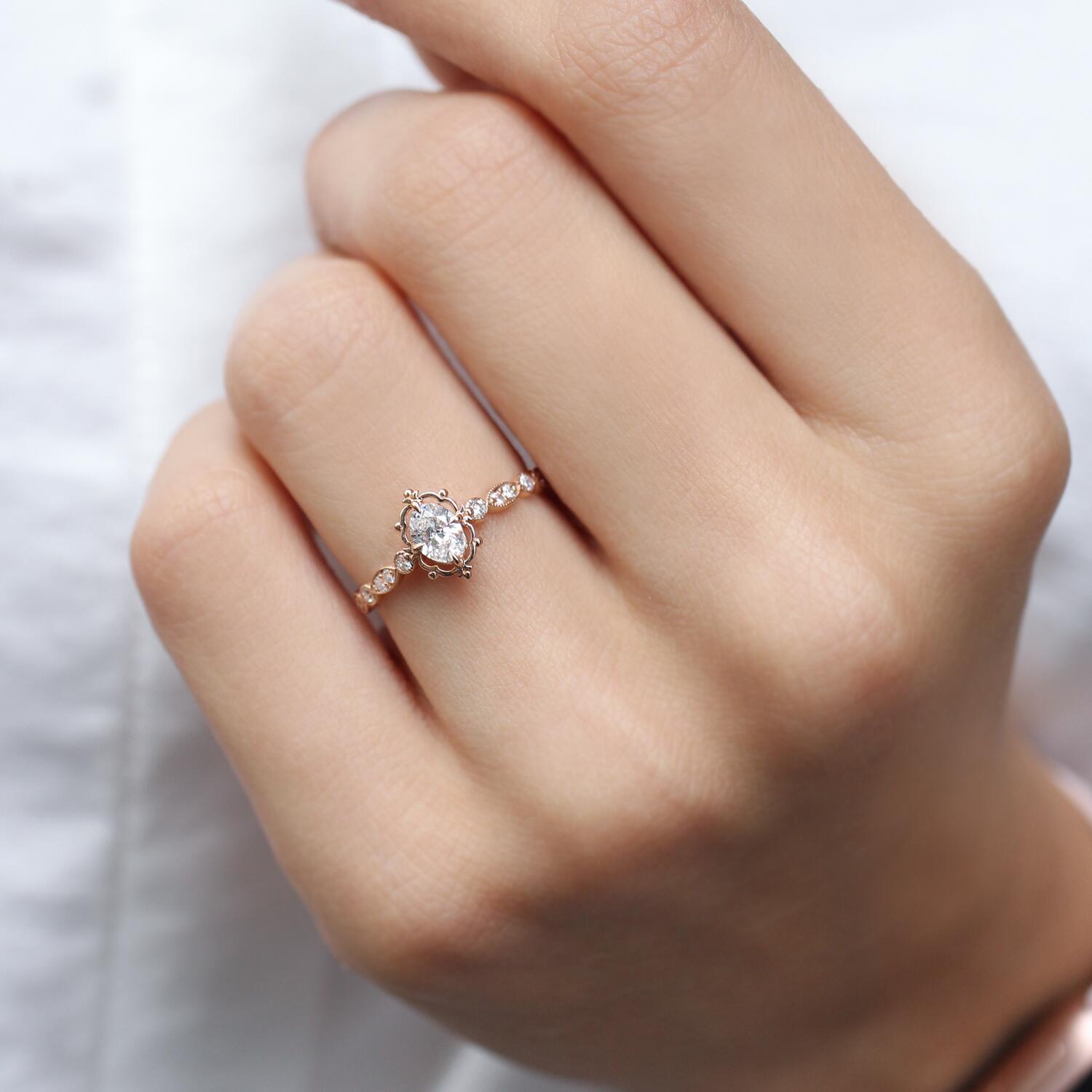 0.45 CT H SI2 HRD Sertifikalı Vintage Aria Tasarım Pırlanta Yüzük