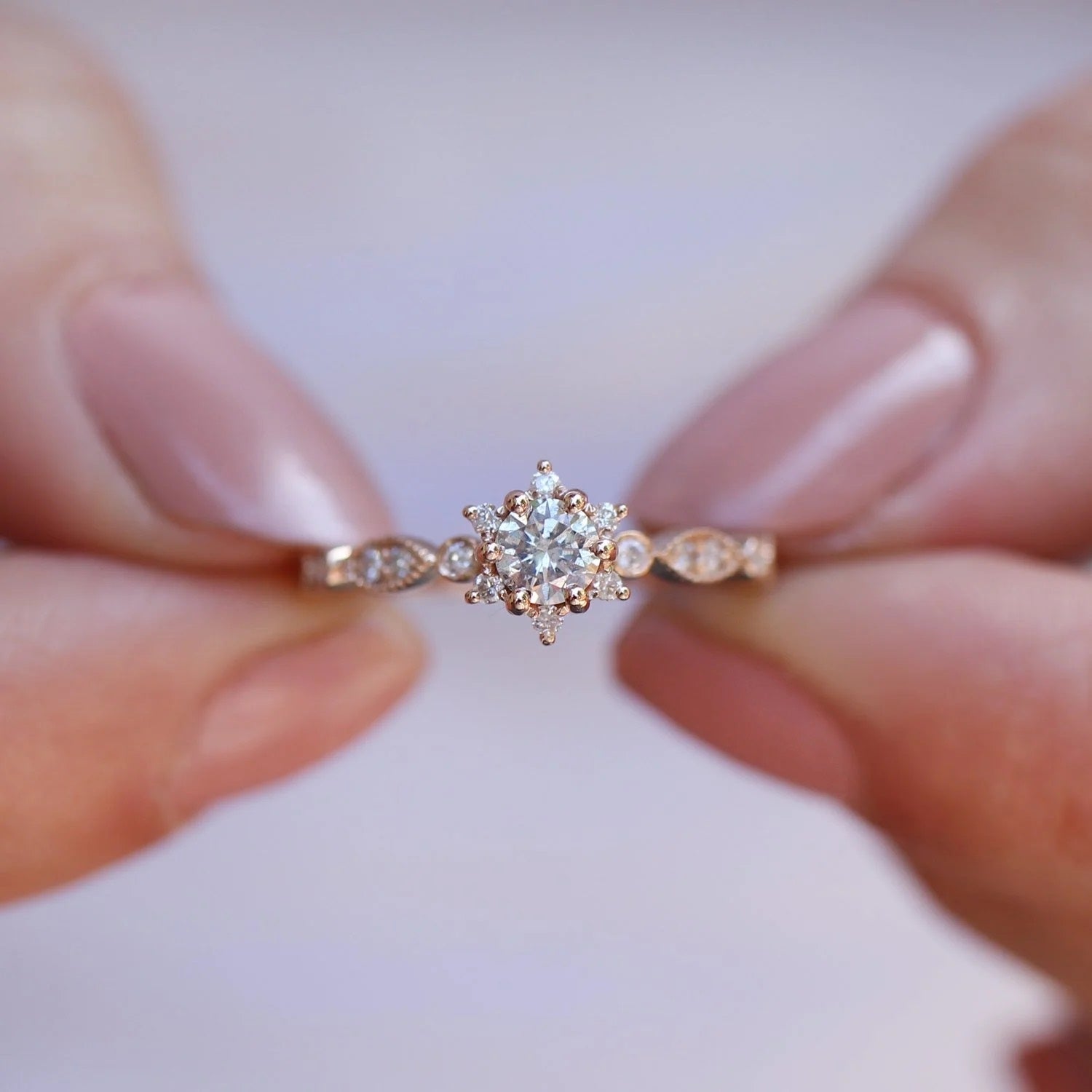 0.45 CT Vintage Tasarım Kar Tanesi Pırlanta Yüzük