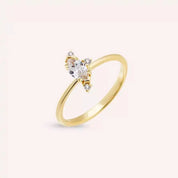 0.46 CT Markiz Kesim Pırlanta Taşlı Sarı Altın Yüzük