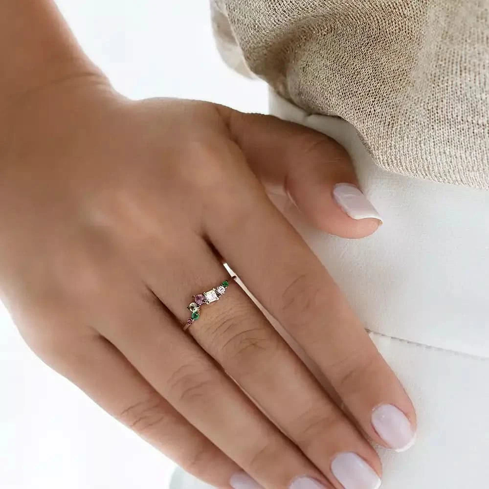 0.46 CT Multicolor Safir ve Pırlanta Taşlı Yüzük