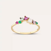 0.46 CT Multicolor Safir ve Pırlanta Taşlı Yüzük