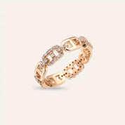 0.46 CT Pırlanta Taşlı Rose Altın Zincir Yüzük