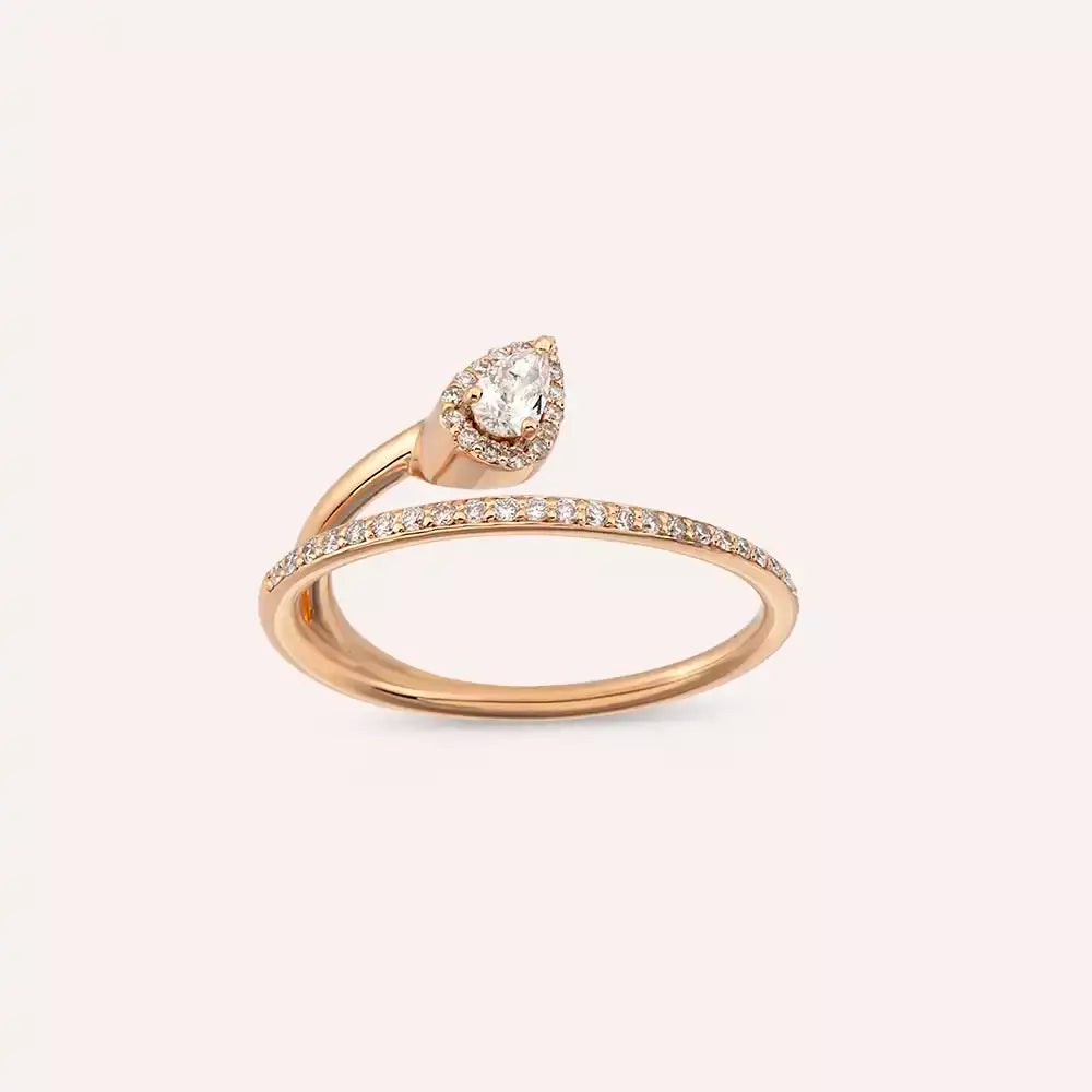 Swirl 0.48 CT Damla Kesim Pırlanta Taşlı Rose Altın Yüzük