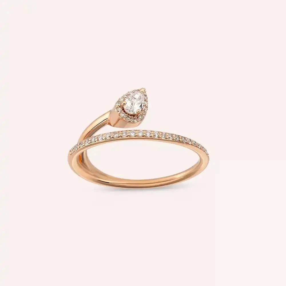 0.48 CT Damla Kesim Pırlanta Taşlı Rose Altın Yüzük