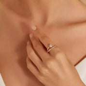 0.48 CT Damla Kesim Pırlanta Taşlı Rose Altın Yüzük