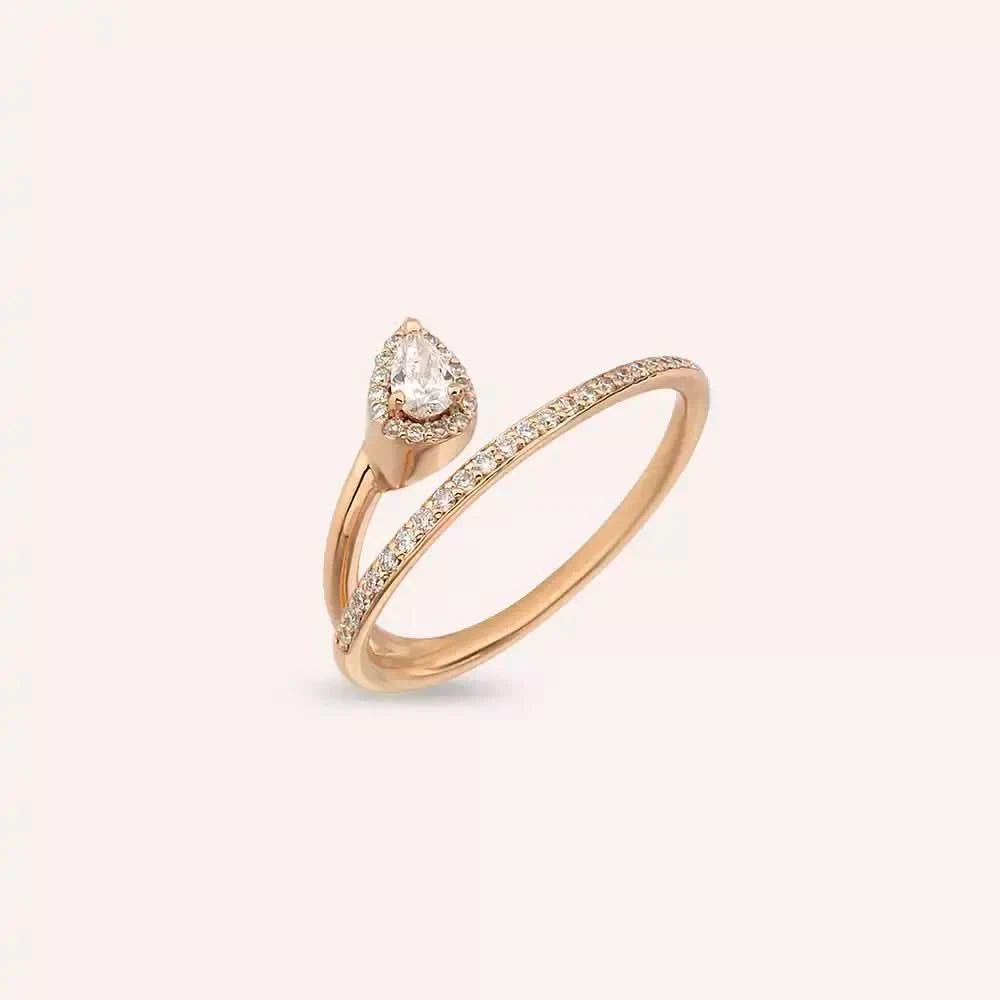 0.48 CT Damla Kesim Pırlanta Taşlı Rose Altın Yüzük