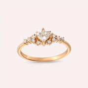 0.48 CT Prenses Kesim Pırlanta Taşlı Rose Altın Yüzük
