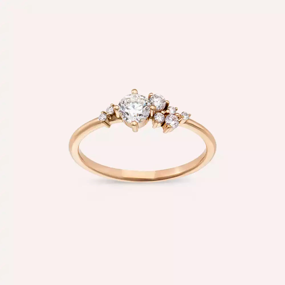 Solas 0.49 CT Pırlanta Taşlı Rose Altın Yüzük