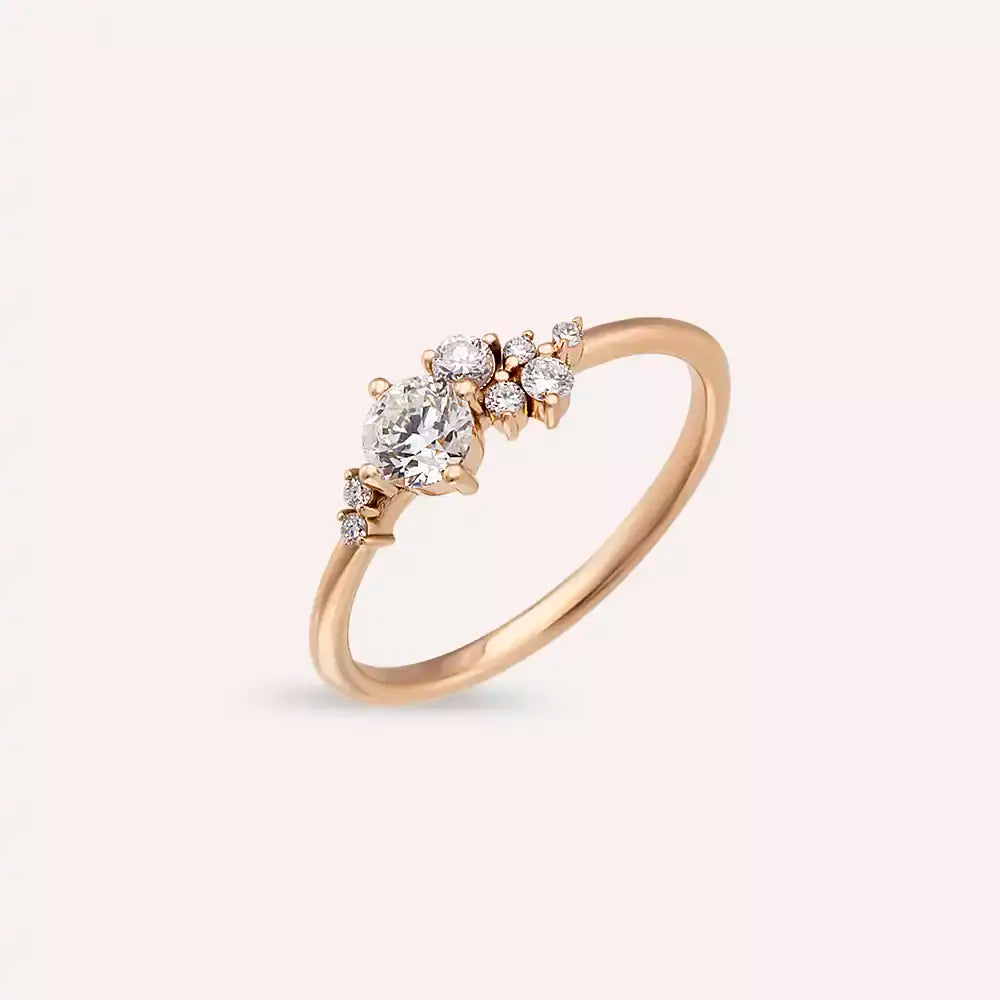 Solas 0.49 CT Pırlanta Taşlı Rose Altın Yüzük