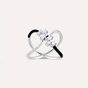 0.49 CT Pırlanta Taşlı ve Siyah Mineli Beyaz Altın Yüzük