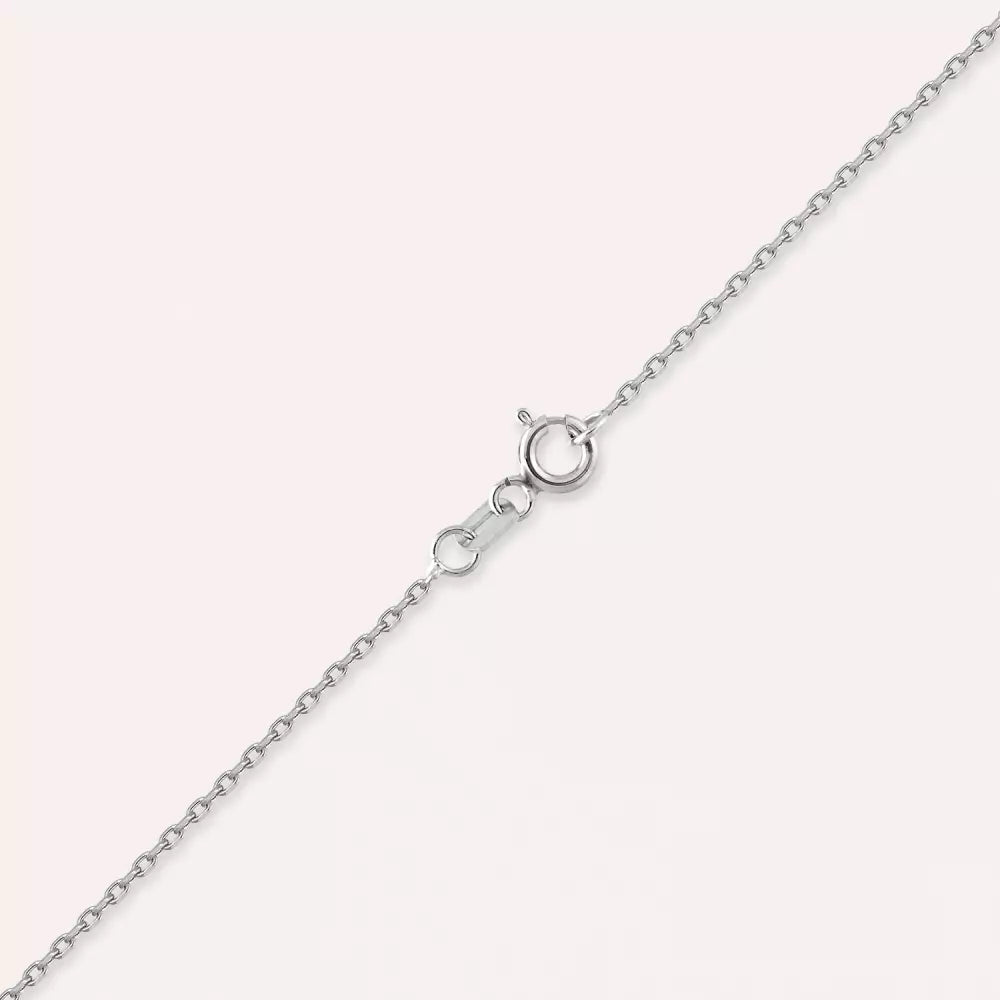0.50 CT Baget Kesim Pırlanta Taşlı Beyaz Altın Kolye