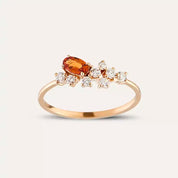 0.50 CT Orange Safir ve Pırlanta Taşlı Rose Altın Yüzük