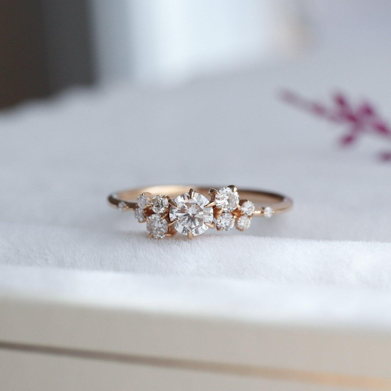 0.50 CT Vintage Asimetri Pırlanta  Yüzük