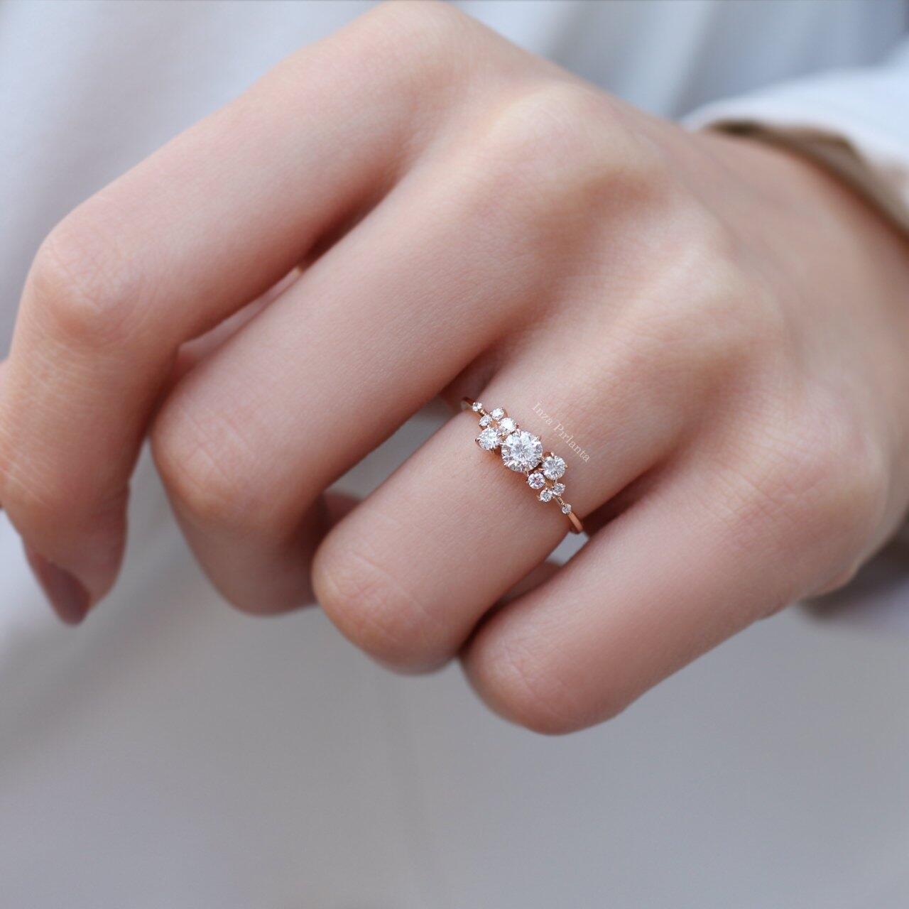 0.50 CT Vintage Asimetri Pırlanta  Yüzük