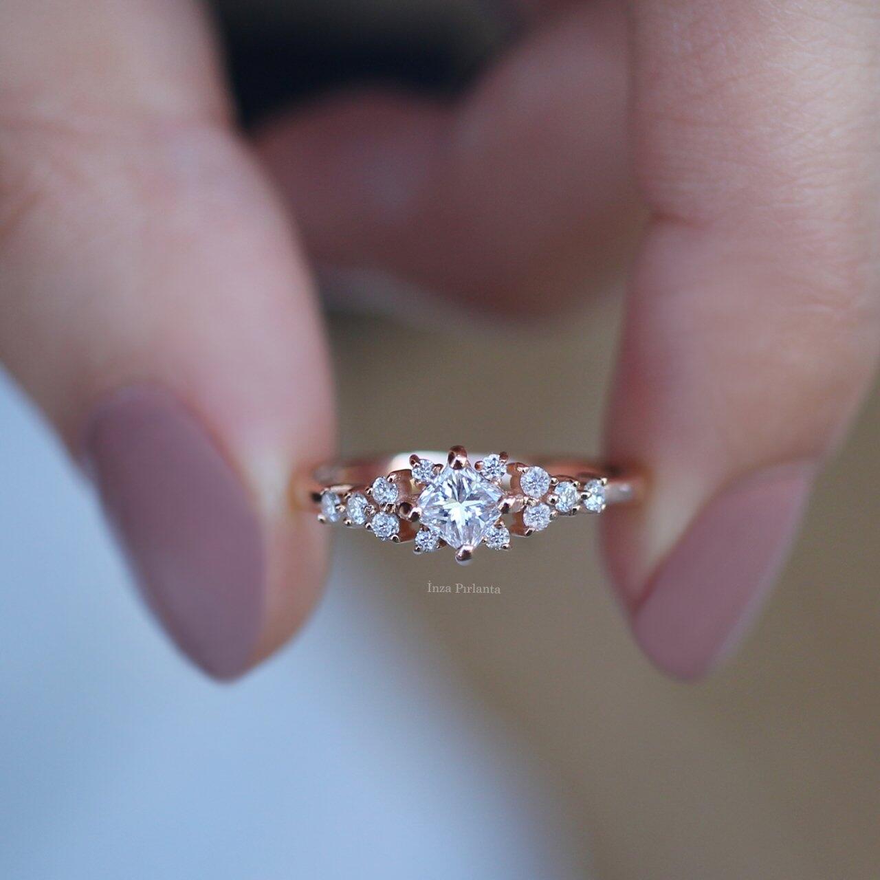 0.50 CT Vintage Pırlanta Prenses Yüzük