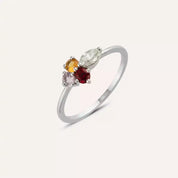 Zaria 0.51 CT Multicolor Safir ve Pırlanta Taşlı Beyaz Altın Yüzük
