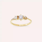 0.51 CT Zümrüt Kesim Pırlanta Taşlı Sarı Altın Yüzük