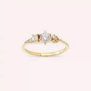 0.51 CT Zümrüt Kesim Pırlanta Taşlı Sarı Altın Yüzük