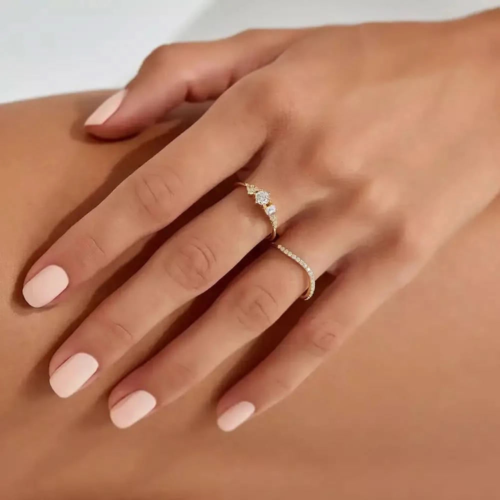 0.51 CT Zümrüt Kesim Pırlanta Taşlı Sarı Altın Yüzük