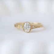 0.51 CT E SI2 GIA Sertifikalı Vintage Sia Oval Pırlanta Yüzük