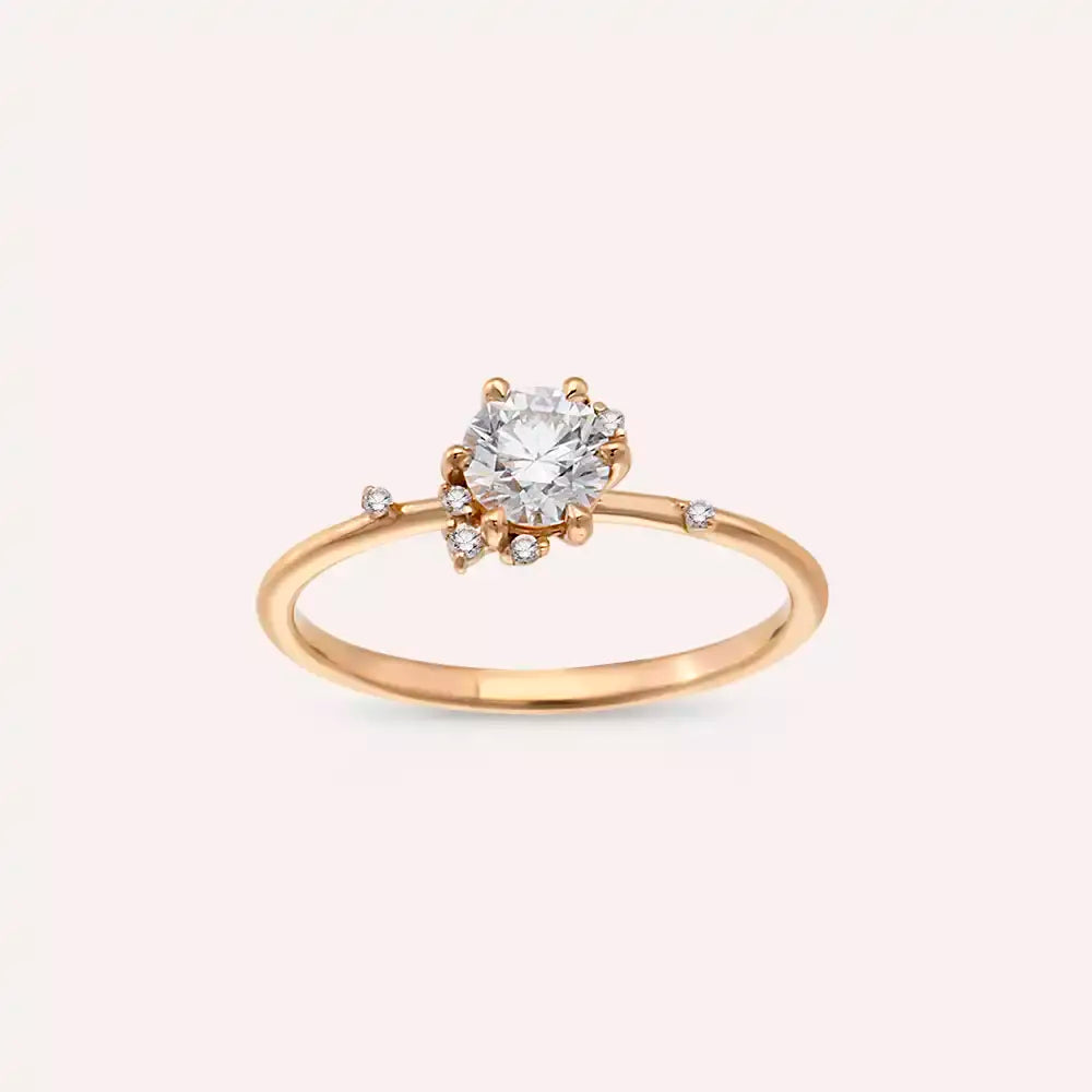 0.53 CT Pırlanta Taşlı Rose Altın Yüzük