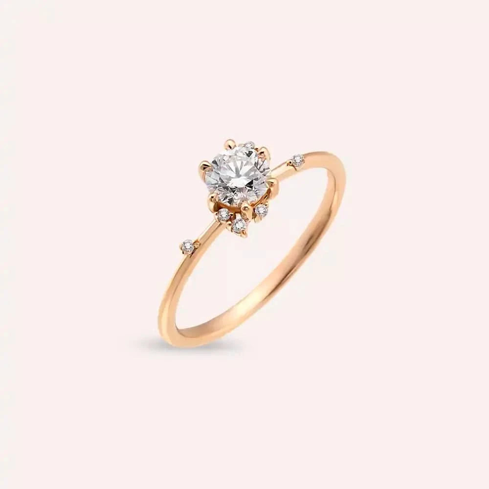 0.53 CT Pırlanta Taşlı Rose Altın Yüzük