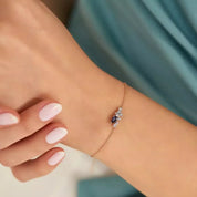 Rina 0.53 CT Safir ve Pırlanta Taşlı Rose Altın Bileklik