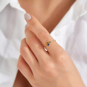 Zaria 0.55 CT Multicolor Safir Taşlı Sarı Altın Yüzük