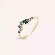 Violet 0.55 CT Multicolor Safir Taşlı Sarı Altın Yüzük