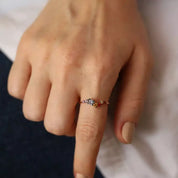 0.55 CT Multicolor Safir ve Brown Pırlanta Taşlı Rose Altın Yüzük
