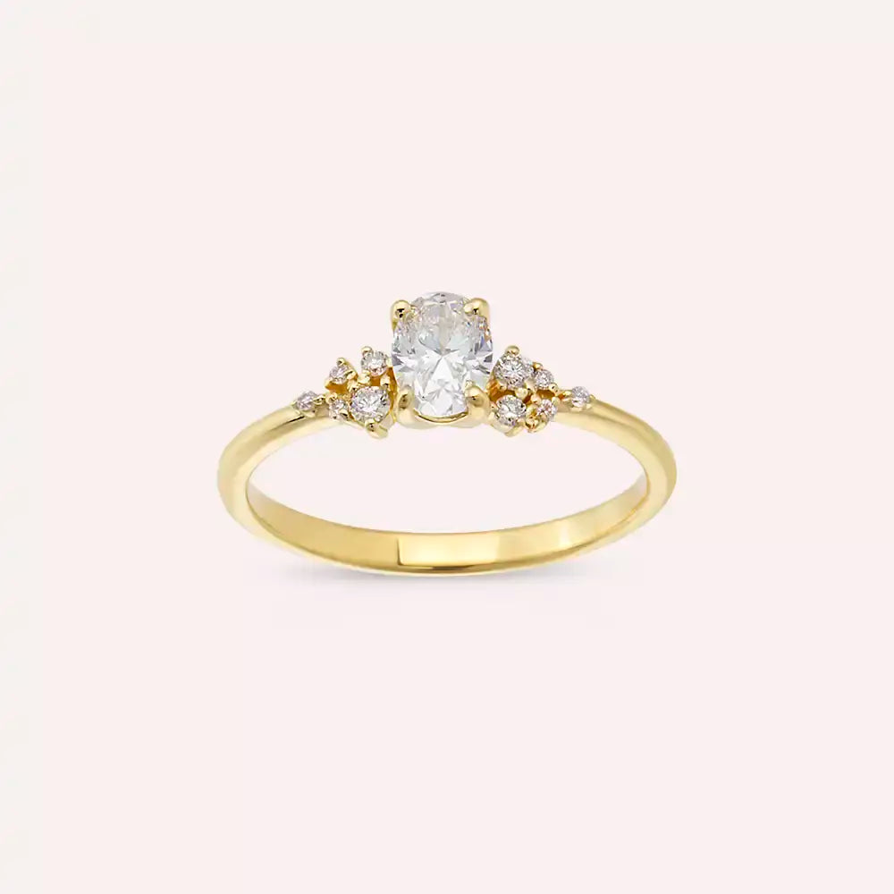 Gala 0.55 CT Oval Kesim Pırlanta Taşlı Sarı Altın Yüzük
