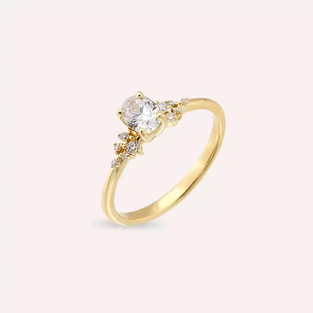 Gala 0.55 CT Oval Kesim Pırlanta Taşlı Sarı Altın Yüzük